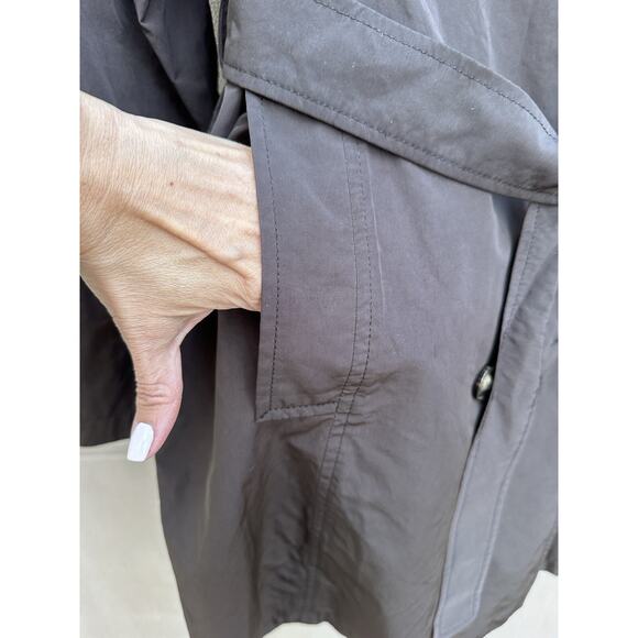 VTG CINZIA ROCCA Old Money Black Trench Coat Double Breasted Sz 14 Belted Capsul - Picture 8 of 13